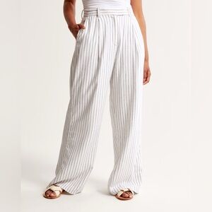 Abercrombie & Fitch Harper Tailored Linen Pinstriped Pants Curve Love Size 29 8